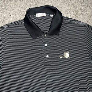 Peter Millar Summer Comfort Polo Shirt Men L Black Striped 50th Anniversary